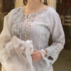 Women's Rayon Embroidered Kurta, Pant with Dupatta Set - Image 3