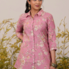Pink Printed Silk Blend A-Line Kurti – A Fusion of Elegance and Comfort - Image 3