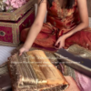 Heeramandi Edition Dyed Tissue Silk Saree with Lace Stitched Detailing - Image 4