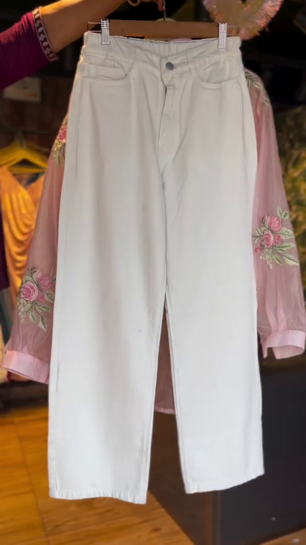 Women Transparent  Organza Floral Embellished Shirts With Pant - Image 4