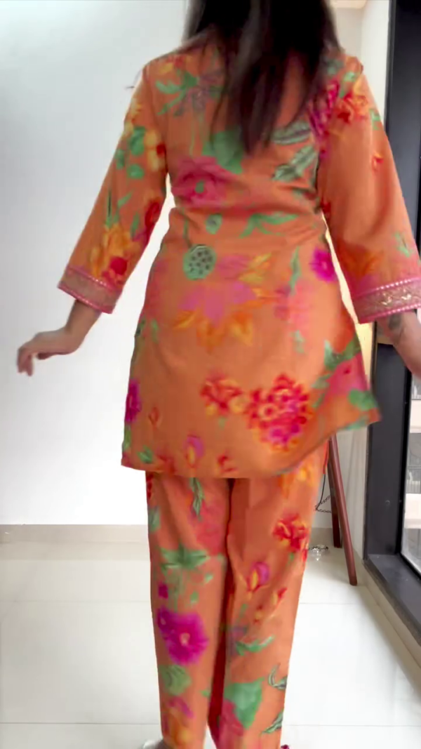 Women's Colorful Floral Printed Cotton Kurti pant - Image 2