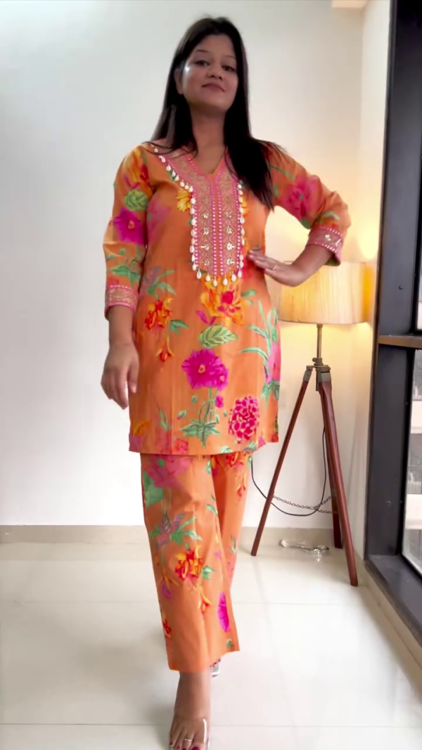 Women's Colorful Floral Printed Cotton Kurti pant