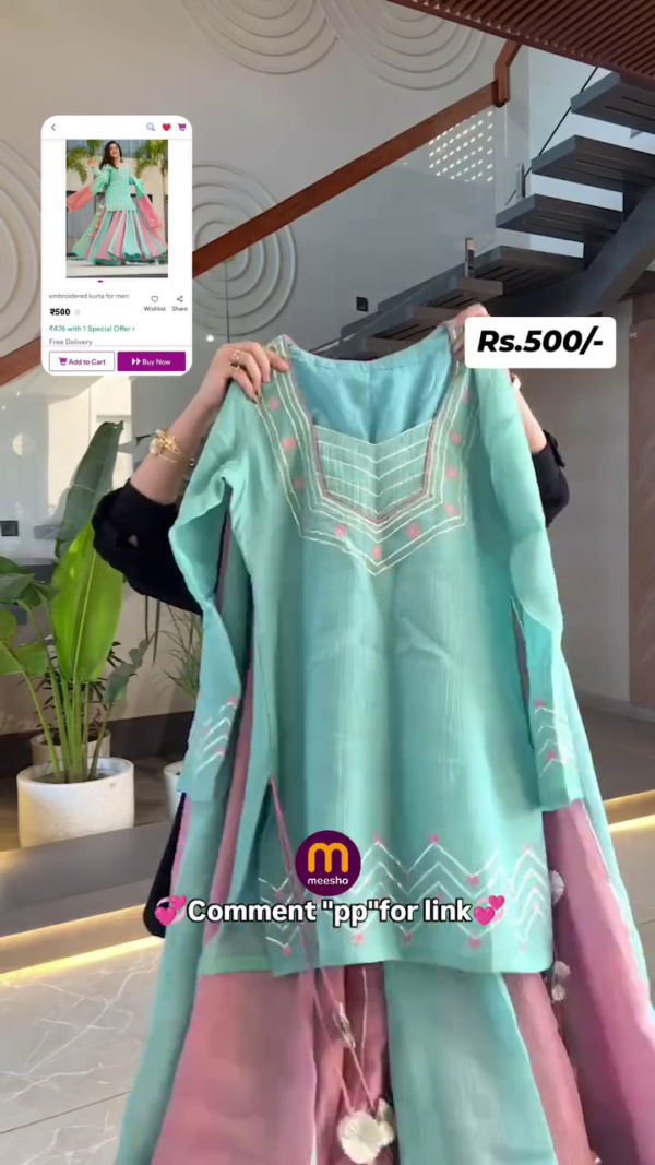New Designer kurta with sharara with dupatta Sat - Image 4