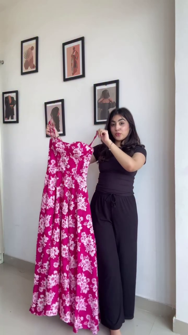 Poly Crepe Sleeveless Floral Printed Stylish Design Dress for Women | Girls - Image 6