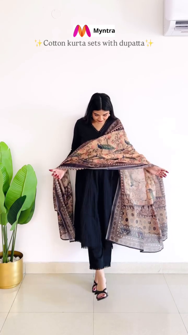 Womens Beautiful Kurti With Pant and Dupatta Set Latest Design Fashionable - Image 3