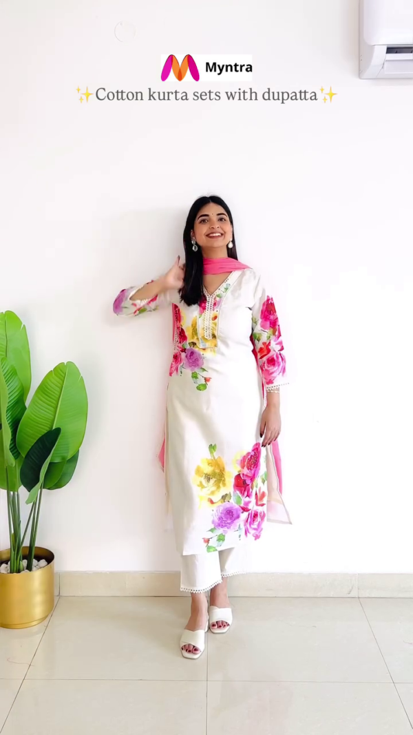 Womens Beautiful Kurti With Pant and Dupatta Set Latest Design Fashionable - Image 7