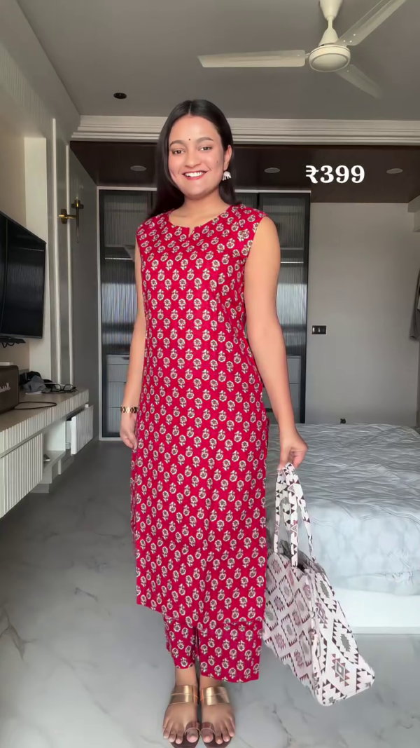 Buy Women Premium Cotton Kurti with Pant - Image 4